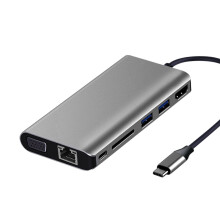 8 in 1 USB 3.1 Type C Data HUB with 2*USB 3.0 4K HD VGA RJ45 SD Card Reader Docking Station for Tablet Laptop