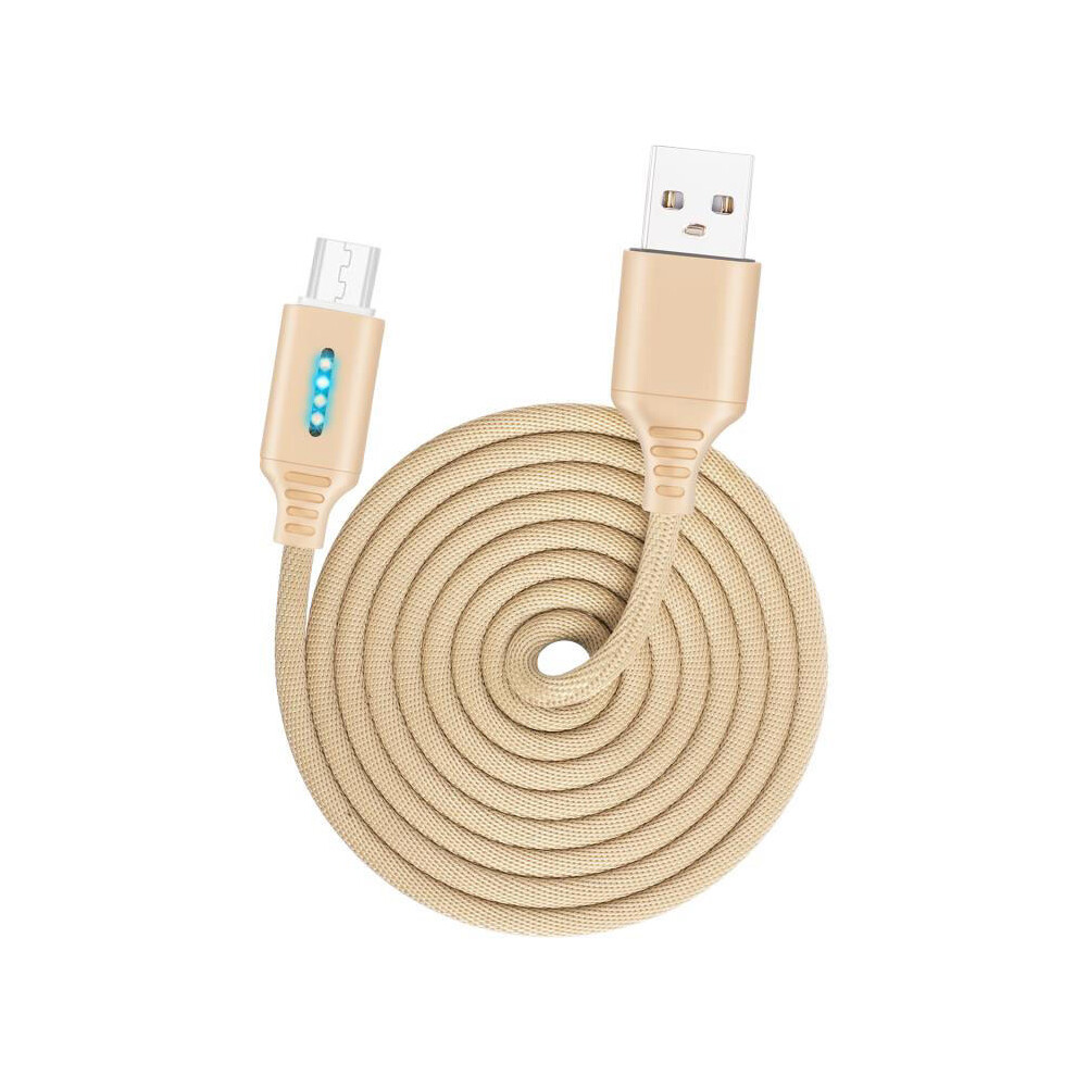 (White) Smart Led Auto Disconnect Charger Nylon Braided Micro Usb 2A Tablet Cable-1M White 9078193131413
