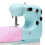 (Blue, US Plug) Portable Mini Sewing Machine Electric Desktop Handheld For DIY Stitch Clothes 1