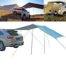 (Blue, L) Car Side Awning Waterproof UV-proof Rooftop Tent Canopy for Outdoor Camping Travel