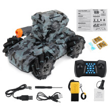 (Grey Camouflage) 2.4G 360 Rotate RC Tank Gesture Controlled Remote Control Stunt Car Vehicles Water Balls Drift Kids Boy Toys