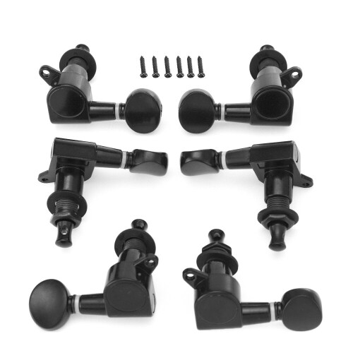 (Silver) 6Pcs Fully Enclosed Electric Guitar Tuning Pegs Tuners Machine Heads Replacement Button Knob 1