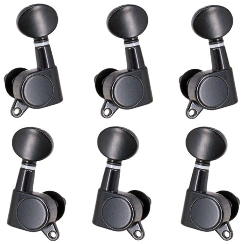 (Silver) 6Pcs Fully Enclosed Electric Guitar Tuning Pegs Tuners Machine Heads Replacement Button Knob 2