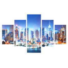 (M) 5 Panel New York City Framework Canvas Paintings For Bedroom Living Room Prints