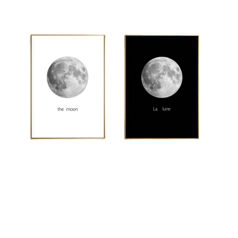 (Black, 50*70cm) Abstract Black&White Moon Canvas Paintings Print Home Room Wall Picture Art Decor