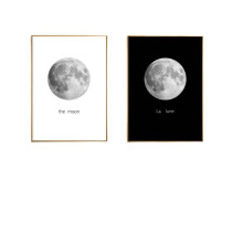 (White, 30*40cm) Abstract Black&White Moon Canvas Paintings Print Home Room Wall Picture Art Decor