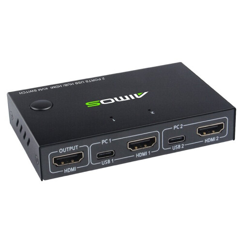 USB HDMI Switch Box Video Switch Display 4K Splitter KVM Switch for 2 PCs Share Switcher Keyboard Mouse Printer Plug and Play 2