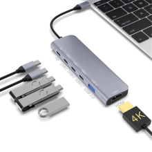6 In 1 Triple Display USB Type-C Hub Docking Station Adapter With Dual 4K HDMI Display 100W USB-C PD3.0 Power Delivery 3*USB-C Data Transfer Port