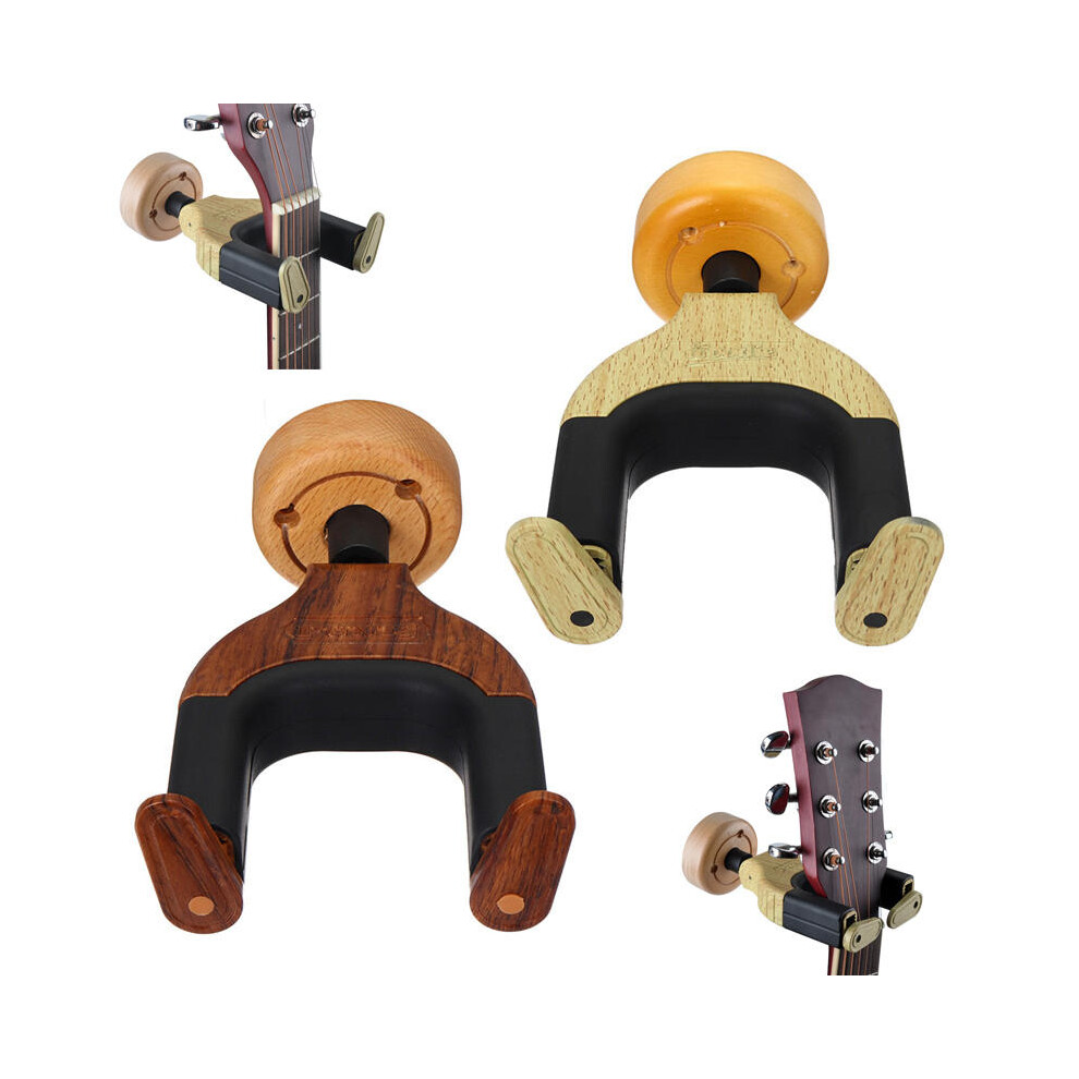 (Red wood) Wall Mount Hooks Stand Wooden Guitar Hanger Holder Two Color