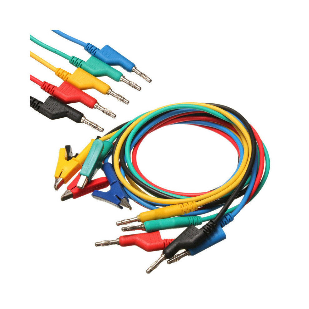 5Pcs 1M 4mm Silicone Banana Plug to Crocodile Alligator Clip Test Probe Lead Wire Cable