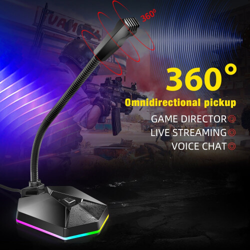 Gaming Microphone 360 degree RGB for Computer Desktop Professional Dual Mic LED 2