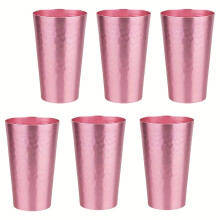 (Pink Beer Glass Set, 6pcs) Six Color Beer Glasses Set,Portable Metal Aluminum Cups,Christmas Gifts, Birthday Gifts