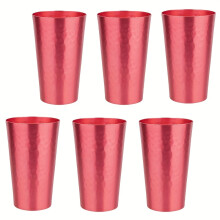 (Red Beer Glass Set, 6pcs) Six Color Beer Glasses Set,Portable Metal Aluminum Cups,Christmas Gifts, Birthday Gifts