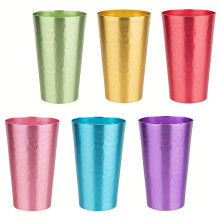 (Colorful Beer Glass Set, 6pcs) Six Color Beer Glasses Set,Portable Metal Aluminum Cups,Christmas Gifts, Birthday Gifts