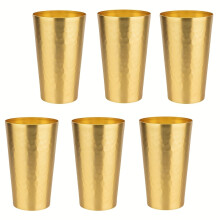 (Yellow Beer Glass Set, 6pcs) Six Color Beer Glasses Set,Portable Metal Aluminum Cups,Christmas Gifts, Birthday Gifts