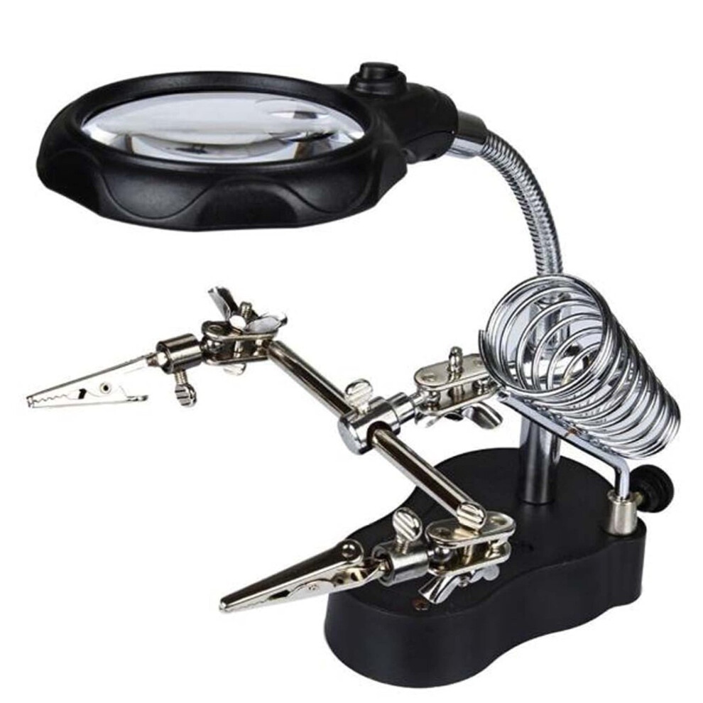 LED Magnifying Lamp with 3x Magnification, Metal Clamp, Ideal for Reading, Jewelry, Watches, and Electronics Repair