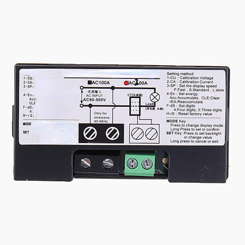 (100A) 6-in-1 AC60-500V 100A/200A Three-phase AC Voltage Ammeter Blue Backlight Digital Display Multi-function Power Frequency 2