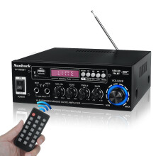 (Black, US Plug) 2000W Bluetooth 5.0 Audio Power Amplifier EQ Stereo AMP Car Home 2CH AUX USB FM Radio