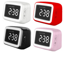 (Black) Digital Alarm Clock FM Radio Wireless Bluetooth 5.0 LED Mirror With Speaker