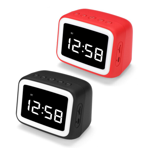 (White) Digital Alarm Clock FM Radio Wireless Bluetooth 5.0 LED Mirror With Speaker 2