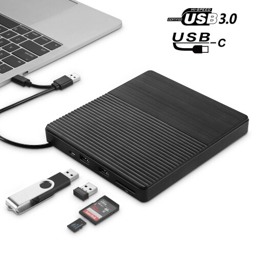 USB3.0 Type-C External CD Burner CD/DVD Player Optical Drive Multi-function High Speed for PC Laptop 2