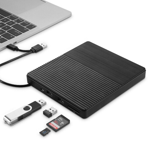 External Optical Drive USB3.0 Type-C CD Burner Multifunctional High Speed CD/DVD Player TF/SD Card Reader for Windows Linux Mac System 1