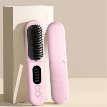 Wireless Hair Straightener Brush Fast Heated Straightener Brush Negative Ions Hair Curler Portable