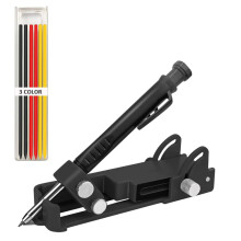 Multifunctional Scribing Tool for Woodworking, Black Construction Pencils with Compass and Contour Gauge, Includes Refills