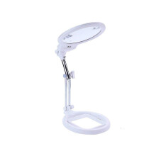 Table Magnifying Glass with LED Light, 2.5x/5x Magnification, Hands-Free Desk Loupe with Scale for Jewelry Repair