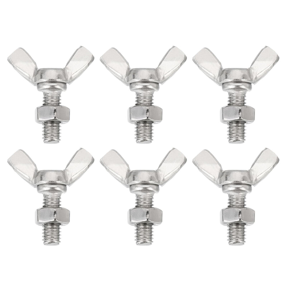 M6-1X16 Mm Wing Screws Pack Of 6 With Nuts, 304 Stainless Steel Butterfly Thumb Screws For Versatile Applications 6947110009025
