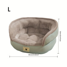 (Green, L-60*52cm) Adorable Circular Pet Bed Featuring a Plush Wide Rim Design, Ideal for Pets Up to 10.89 KG, Machine Washable, And Equipped with a Non-Slip Base