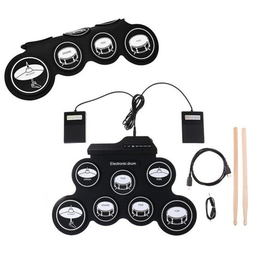 Electronic Drum Set 7 Pads Portable USB Roll Up Practice Pad 43x28cm 1