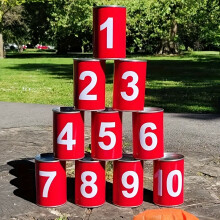 (13pcs) 13 Carnival Can Games Bean Bag Toss Carnival Games, Including 10 Tin Cans And 3 Bean Bag Games Easter Outdoor Games,