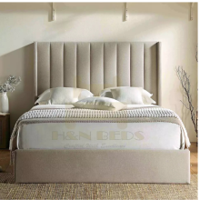 (Pink Plush, 4ft Small Double) Luxury Bed Frame with 54in Wing Panel Headboard 10in Mattress Upholster Plush Velvet