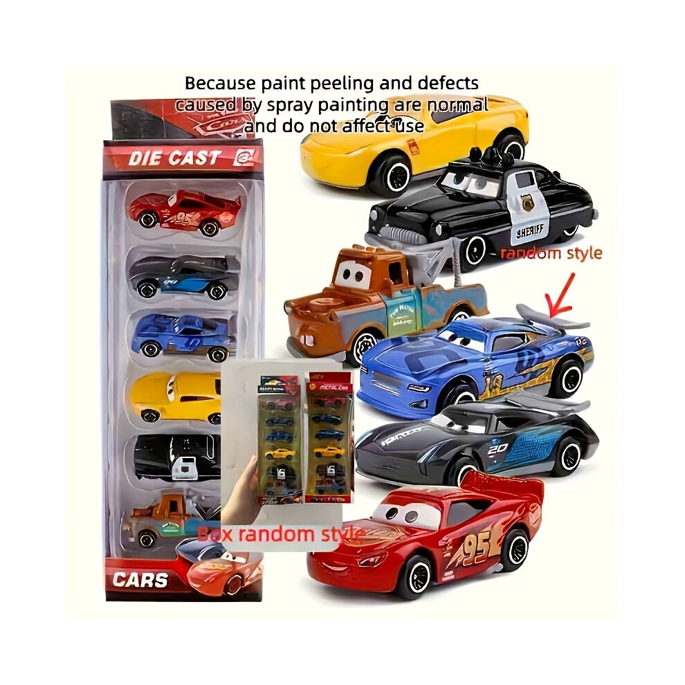 (6car) Set of 6 Lightning McQueen Car Model, Cars Car Decoration Ornaments, Suitable for Office, Home Party Decoration Supplies, Ideal Gift Choice-image-OPC-PJHW58X-NEW