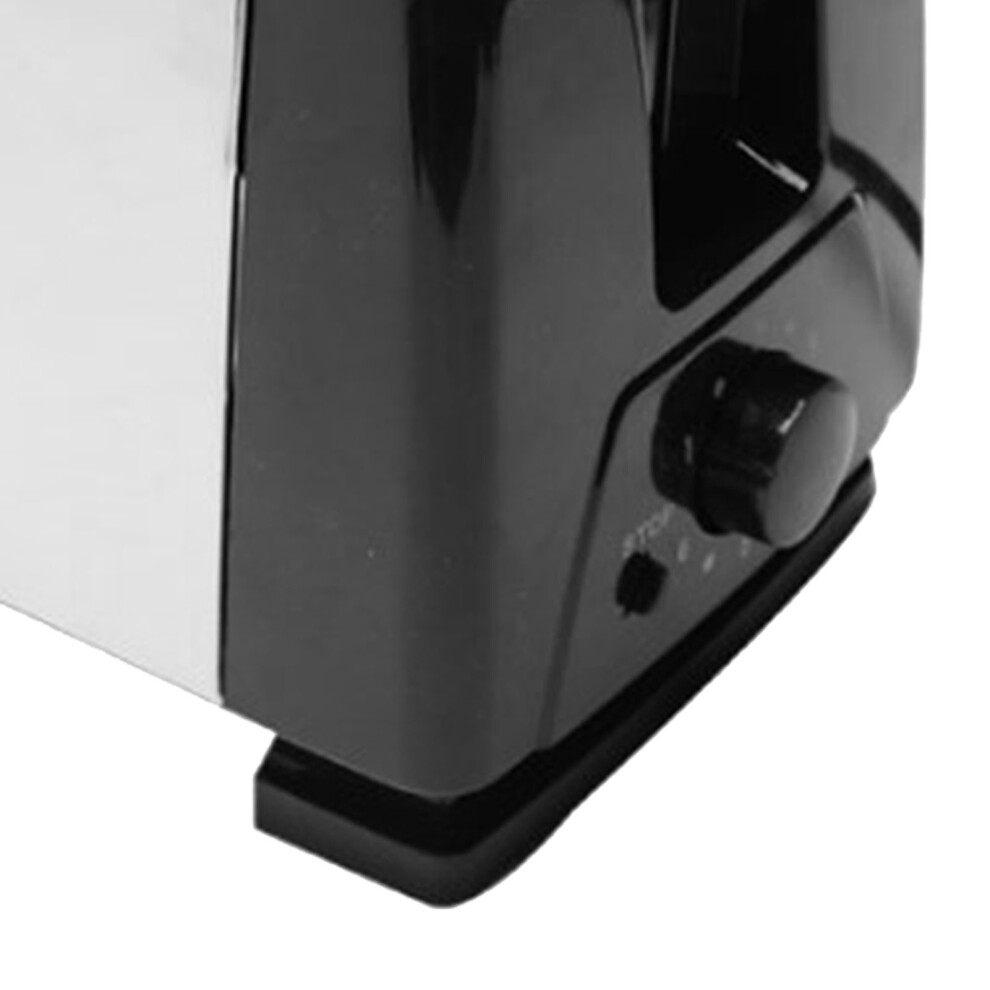 Black 2-Slice Wide Slot Toaster, 600W, Automatic Breakfast Machine