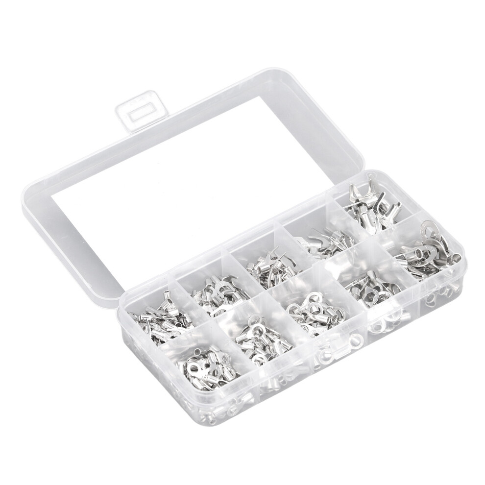 320Pcs Copper Wire Terminal Kit Non Insulated Fork & Round Ring Connectors 4951339128766
