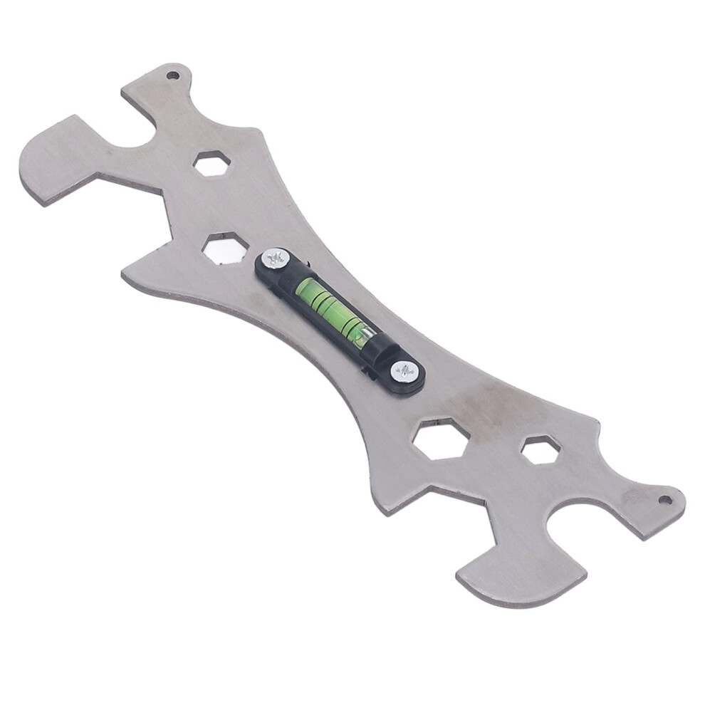Universal Multifunctional Bathroom Key Wrench Set With Spirit Level, Strap Wrench For Plumbing, Pipe, Shower Heads, Silver 6493810607035