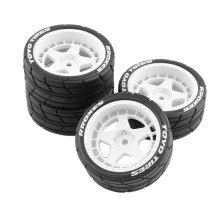 RC Rally Tyres 12mm Hub 4-Pack, Wear-Resistant Replacement for TT02 XV01 1:10 RC Touring Car, White Color