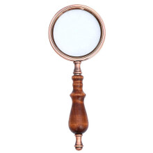 High-End Vintage 10x Magnifying Glass with Metallic Wood Handle, Optical Glass, Bronze Finish, Decorative Loupe