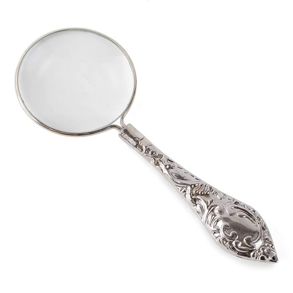 5x Magnifying Glass, Handheld Loupe, Lightweight Metal, Optical Glass Lens, High Clarity for Kids and Seniors