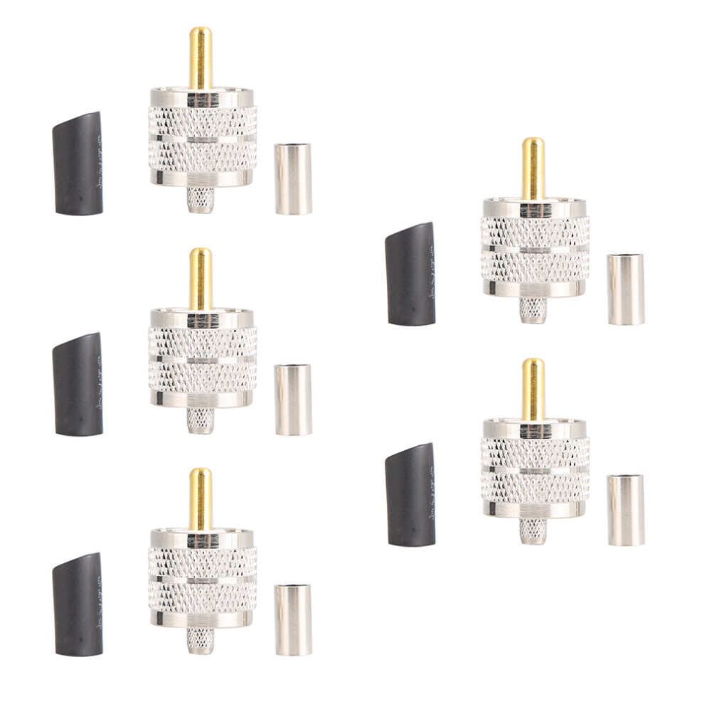 5Pcs Uhf Pl259 Male Plug Crimp Coax Connector 9121376358678