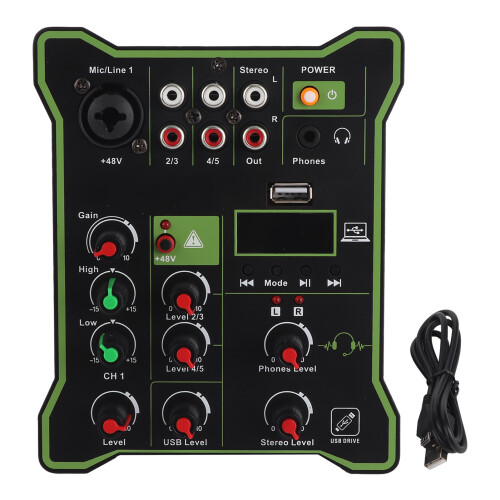 5-Kanal-Mini-Audio-Mixer Bluetooth USB, Nachhall 1