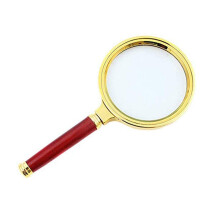 Antique Wood Handle Magnifying Glass, 5x Handheld Loupe for Coins, Kids, and Seniors, 80mm Diameter Lens