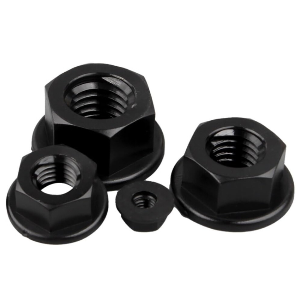 Black-White Nylon Hex Flange Nut M6, Heat And Electrical Insulation Flange Nuts, 30 Pieces, Black 6493810607585