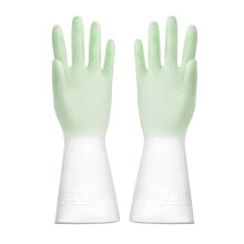 Cleaning Brush with Gradient Color for Kitchen and Household Tasks, Durable PVC Latex Gloves in Green Size B