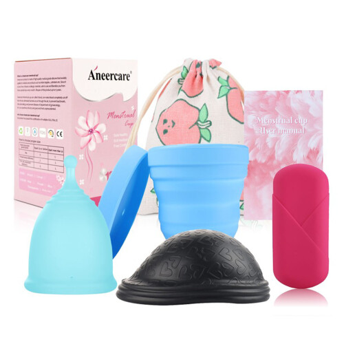 Blauer Silikon-Menstruationsbecher & Disc, Größe L, 25 ml, 46  65 mm 1