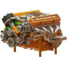 89% Benzin OHV V8 Small Block Model Engine Kit for Adults, V8 Gasoline Engine Model Kit, Orange