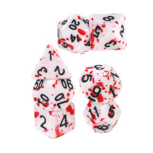 7-Piece Polyhedral Blood Dice Set for Tabletop Games, RPGs, and Party Decorations, Portable Festival Gaming Dice