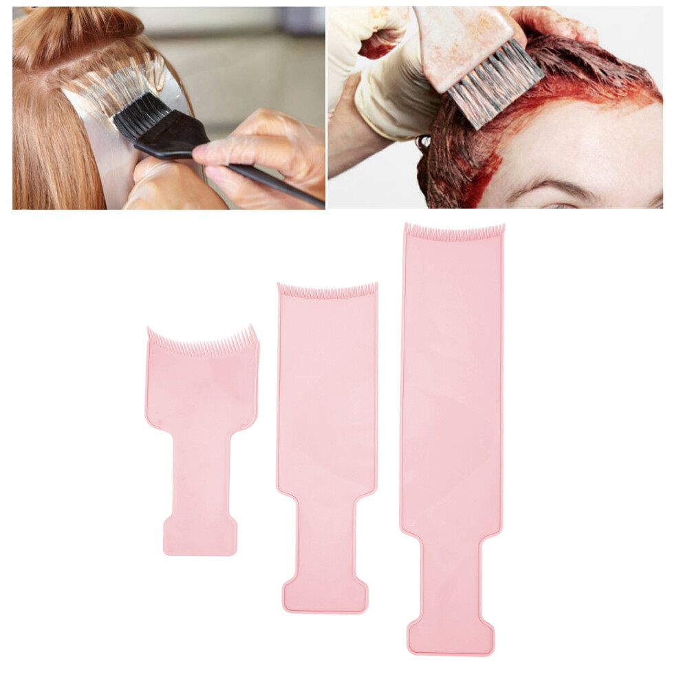 Pink 3Pcs Hair Dye Highlighting Boards With Widened Paddle Design